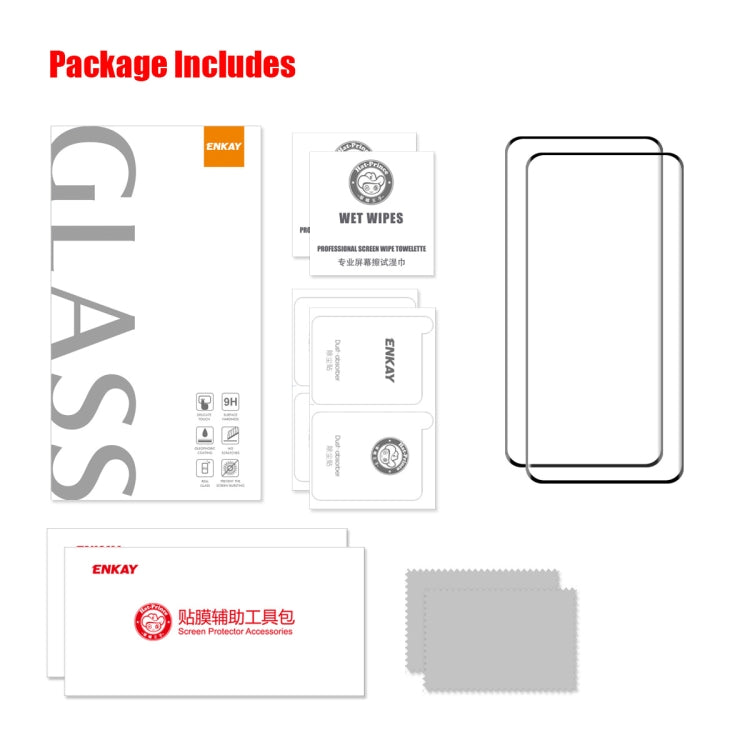 For Honor 100 2pcs ENKAY Hat-Prince Hot Bending Full Coverage Side Glue Tempered Glass Film