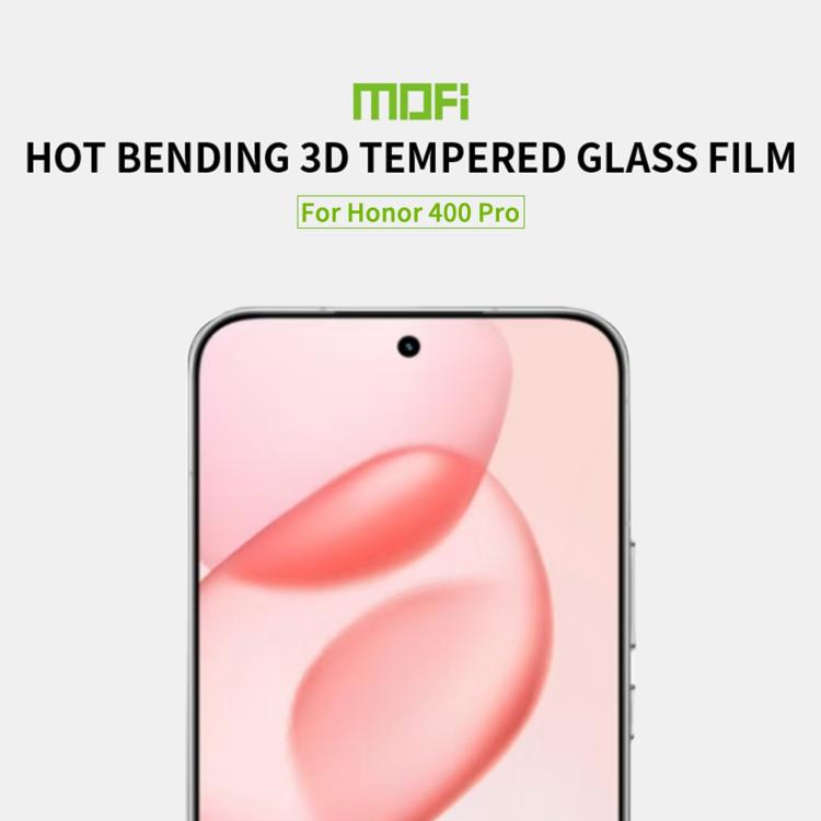 For Honor 400 Pro Global 160.8mm MOFI 9H 3D Hot Bending Tempered Glass Film(Black)