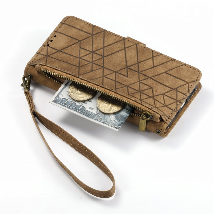Geometric Zipper Wallet Side Buckle Leather Phone Case, For iPhone 11, For iPhone 11 Pro, For iPhone X / XS, For iPhone XR