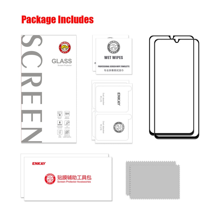 For Xiaomi Redmi 13C 2pcs ENKAY Hat-Prince Full Glue High Aluminum-silicon Tempered Glass Film