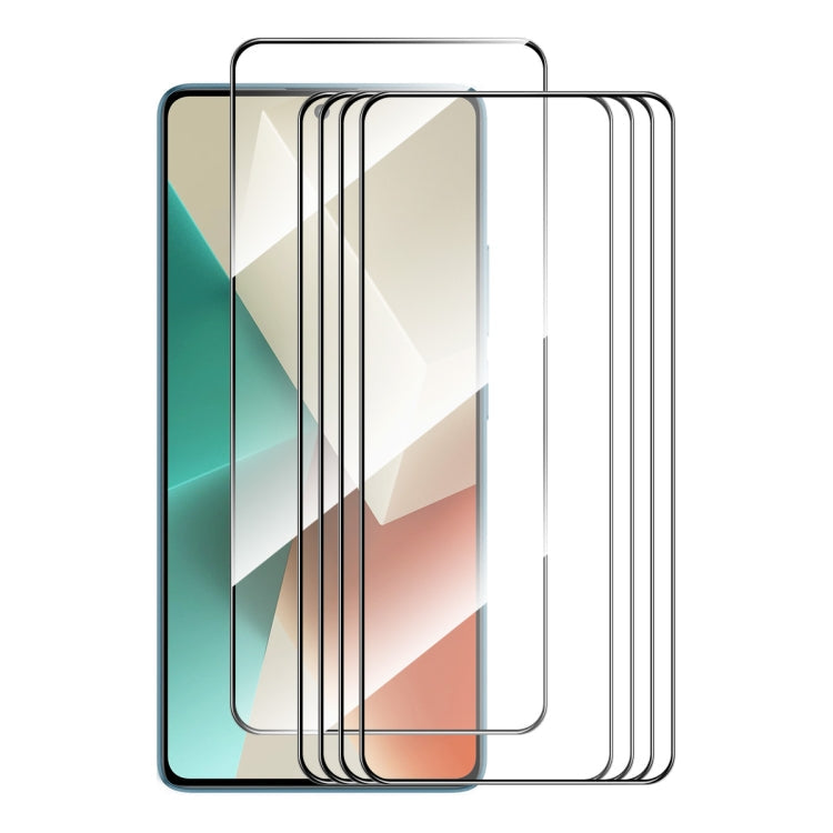 For Redmi Note 13 / Note 13 Pro 5pcs ENKAY Hat-Prince Full Glue High Aluminum-silicon Tempered Glass Film