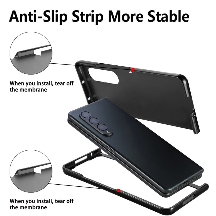 For Samsung Galaxy Z Fold6 JUNSUNMAY Carbon Fiber Pattern Leather Skin PC Folding Phone Case(Blue)