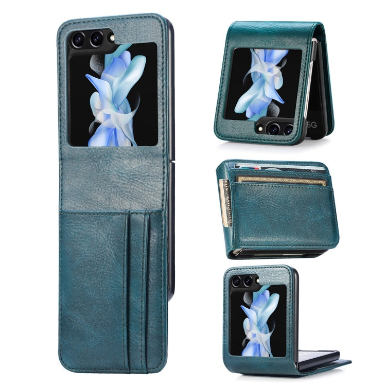 For Samsung Galaxy Z Flip6 / Flip7 FE JUNSUNMAY PU Leather Folding Phone Case with Card Slots(Blue)