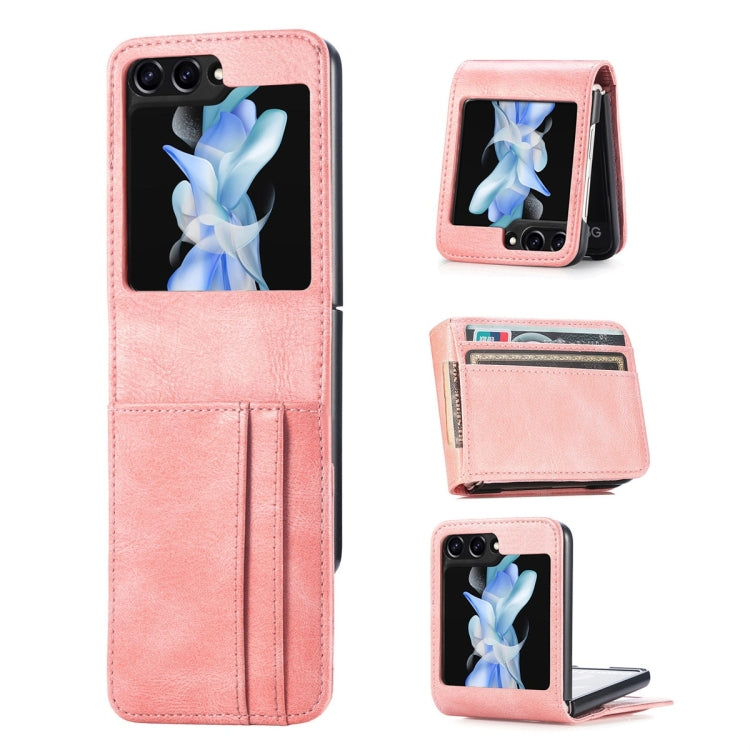 For Samsung Galaxy Z Flip6 / Flip7 FE JUNSUNMAY PU Leather Folding Phone Case with Card Slots(Pink)