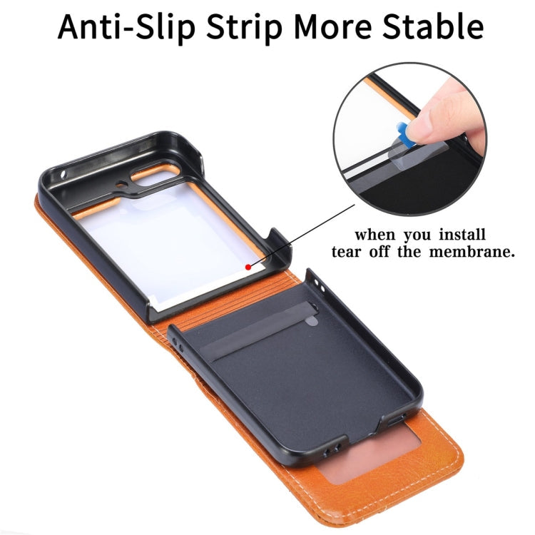 For Samsung Galaxy Z Flip6 / Flip7 FE JUNSUNMAY PU Leather Folding Phone Case with Card Slots(Blue)