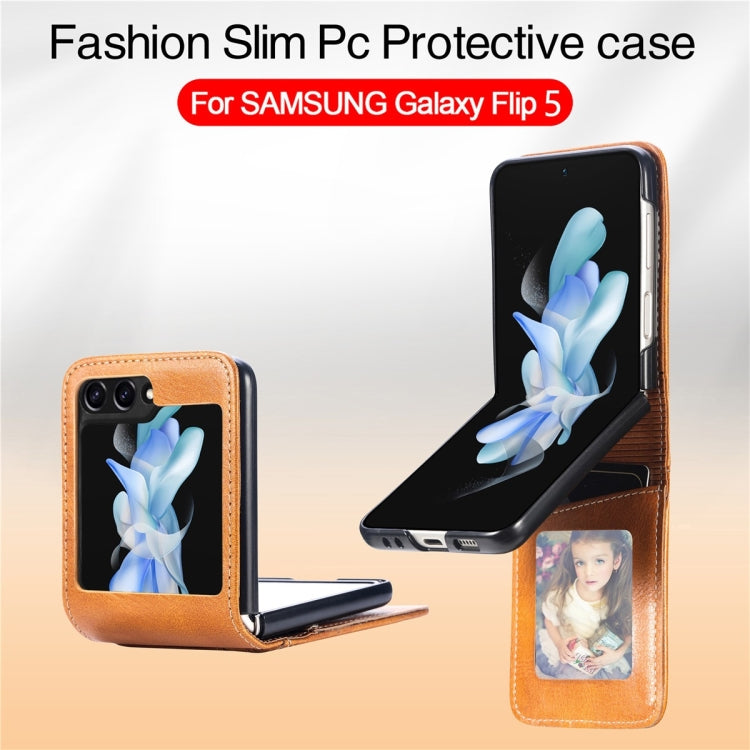For Samsung Galaxy Z Flip6 / Flip7 FE JUNSUNMAY PU Leather Folding Phone Case with Card Slots(Pink)