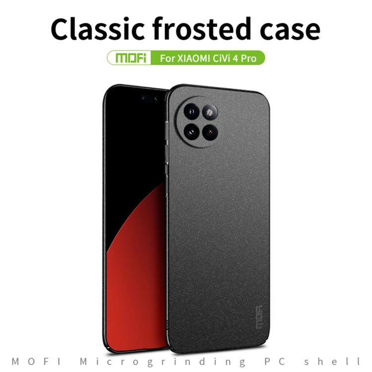 For Xiaomi Civi 4 Pro MOFI Fandun Series Frosted PC Ultra-thin All-inclusive Phone Case(Black)
