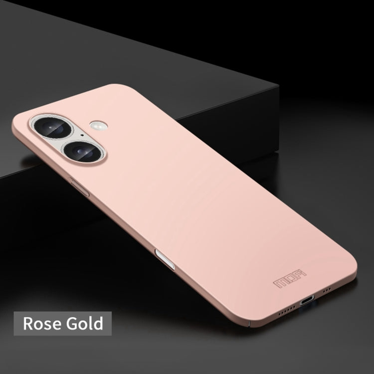 For iPhone 16 MOFI Frosted PC Ultra-thin Hard Phone Case(Rose Gold)