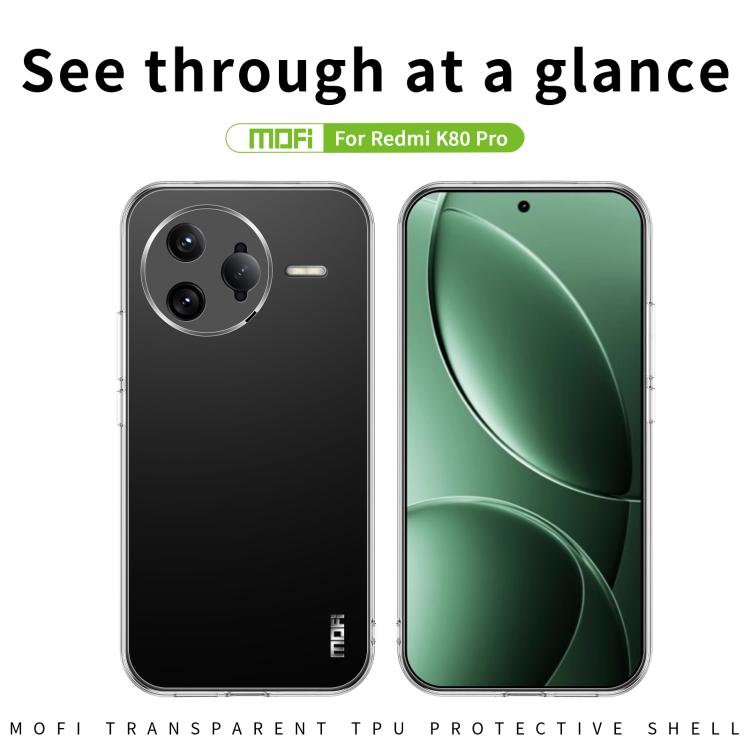 For Xiaomi Redmi K80 Pro MOFI Ming Series Ultra-thin TPU Phone Case(Transparent)