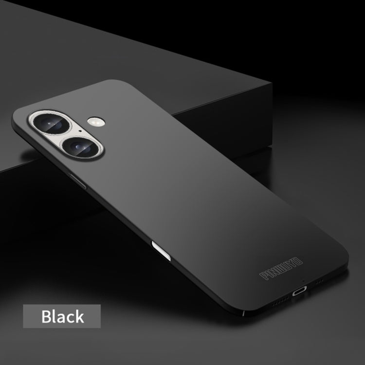 For iPhone 16 PINWUYO Micro-Frosted PC Ultra-thin Hard Phone Case with Magsafe Magnetic Ring(Black)