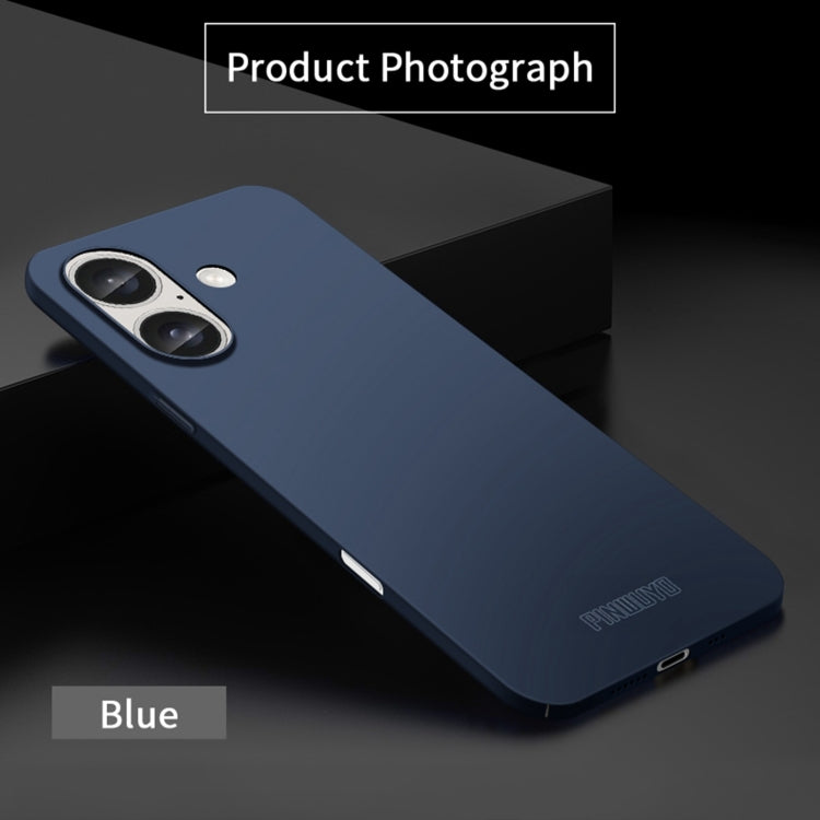 For iPhone 16 PINWUYO Micro-Frosted PC Ultra-thin Hard Phone Case with Magsafe Magnetic Ring(Blue)