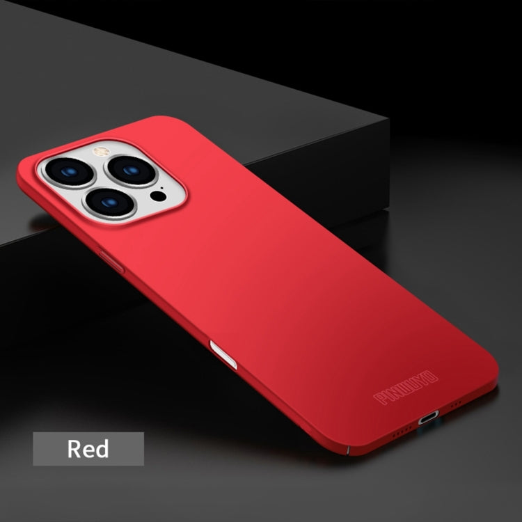 For iPhone 16 Pro PINWUYO Micro-Frosted PC Ultra-thin Hard Phone Case with Magsafe Magnetic Ring(Red)