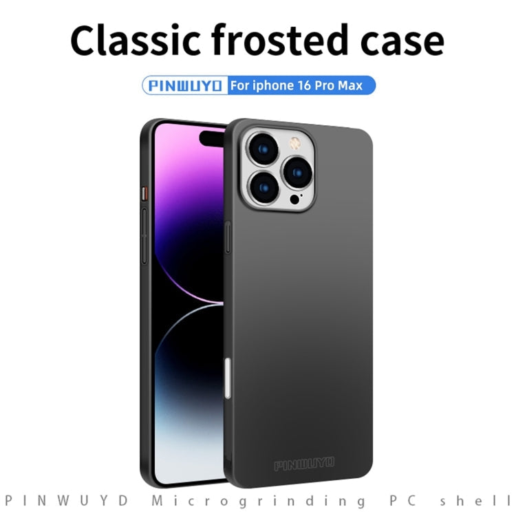 For iPhone 16 Pro Max PINWUYO Micro-Frosted PC Ultra-thin Hard Phone Case with Magsafe Magnetic Ring(Gold)