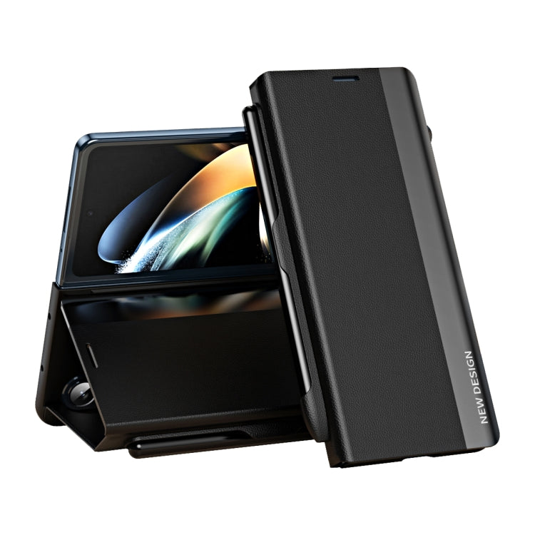 Side Electroplating Adsorption Ultra-thin Leather Phone Case with Pen, For  Samsung Galaxy Z Fold 5   5G