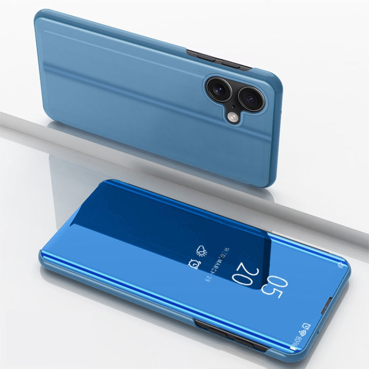 Plated Mirror Horizontal Flip Leather Phone Case with Holder, For iPhone 16 Pro, For iPhone 16 Plus, For iPhone 16