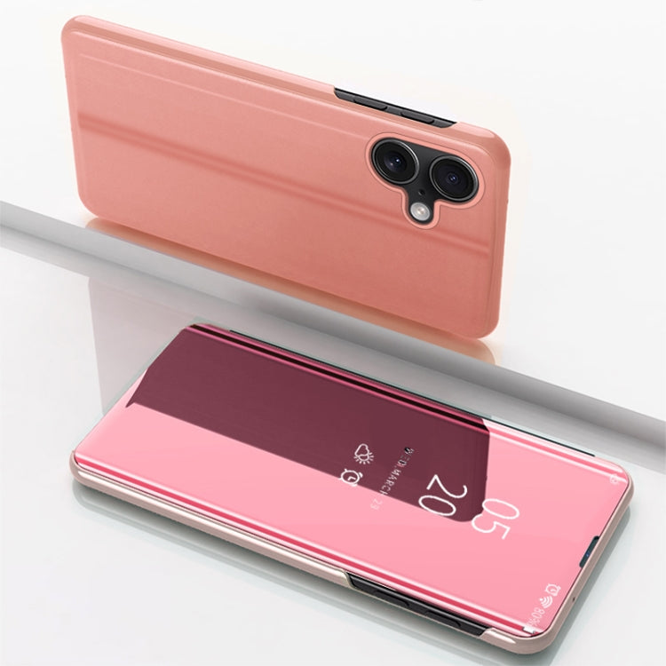 Plated Mirror Horizontal Flip Leather Phone Case with Holder, For iPhone 16 Pro, For iPhone 16 Plus, For iPhone 16