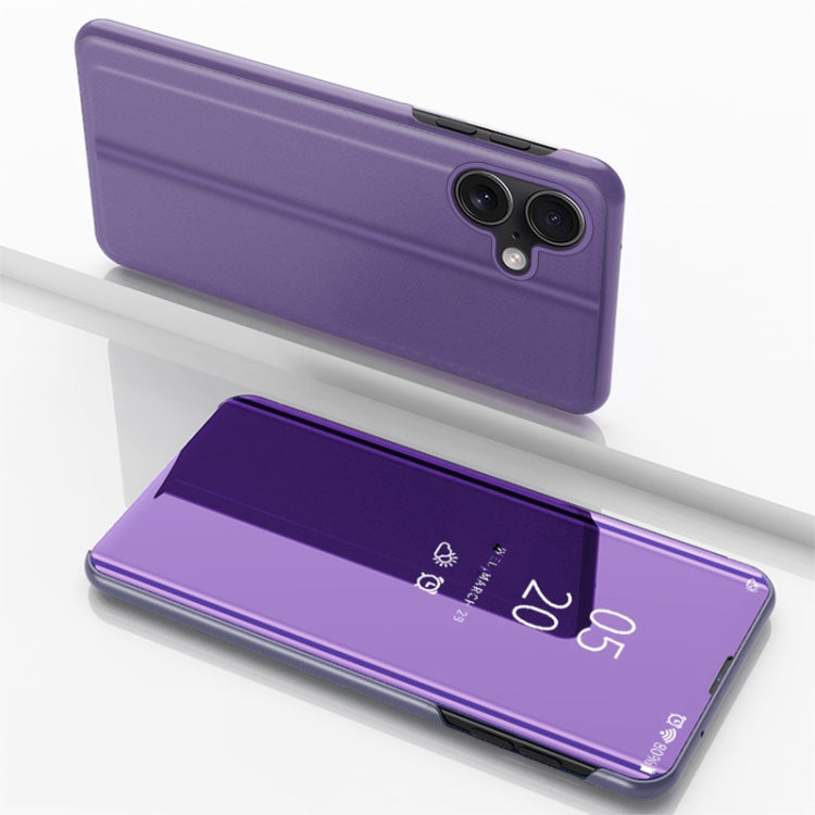 Plated Mirror Horizontal Flip Leather Phone Case with Holder, For iPhone 16 Pro, For iPhone 16 Plus, For iPhone 16