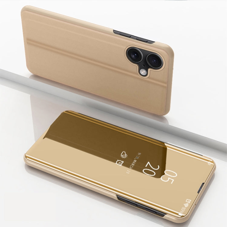 Plated Mirror Horizontal Flip Leather Phone Case with Holder, For iPhone 16 Pro, For iPhone 16 Plus, For iPhone 16