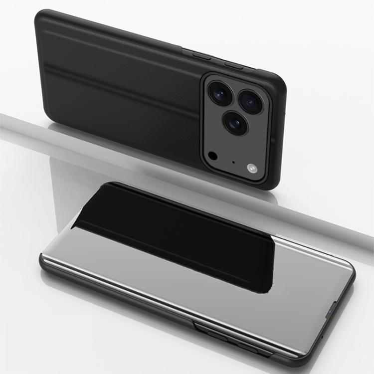 Plated Mirror Horizontal Flip Leather Phone Case with Holder, For iPhone 17e / 16e, For iPhone 17 Pro Max, For iPhone 17 Pro
