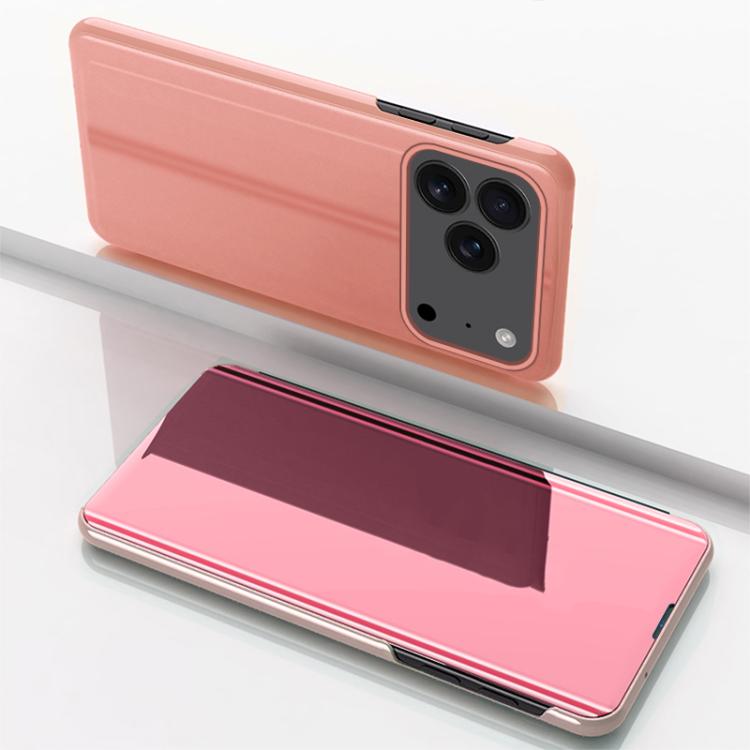 Plated Mirror Horizontal Flip Leather Phone Case with Holder, For iPhone 17e / 16e, For iPhone 17 Pro Max, For iPhone 17 Pro