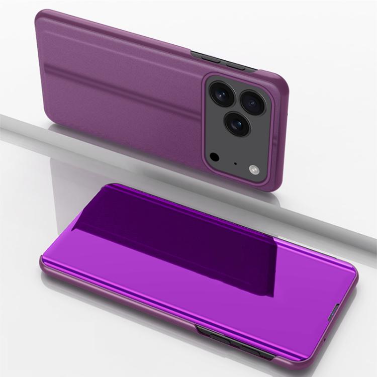 Plated Mirror Horizontal Flip Leather Phone Case with Holder, For iPhone 17e / 16e, For iPhone 17 Pro Max, For iPhone 17 Pro