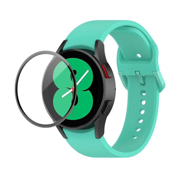 JUNSUNMAY Silicone Adjustable Strap + Full Coverage PMMA Screen Protector Kit, For Samsung Galaxy Watch4 40mm