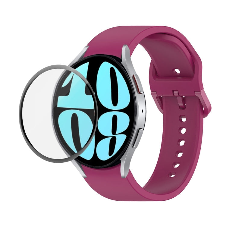 JUNSUNMAY Silicone Adjustable Strap + Full Coverage PMMA Screen Protector Kit, For Samsung Galaxy Watch6 40mm