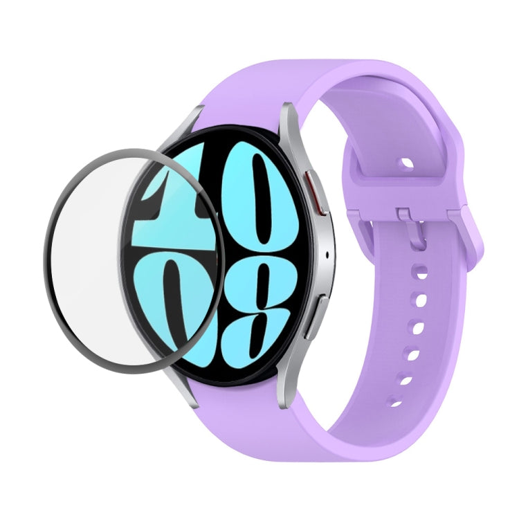 JUNSUNMAY Silicone Adjustable Strap + Full Coverage PMMA Screen Protector Kit, For Samsung Galaxy Watch6 40mm