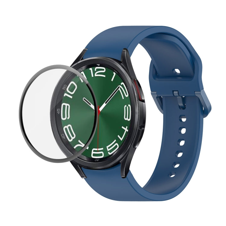 JUNSUNMAY Silicone Adjustable Strap + Full Coverage PMMA Screen Protector Kit, For Samsung Galaxy Watch6 Classic 43mm