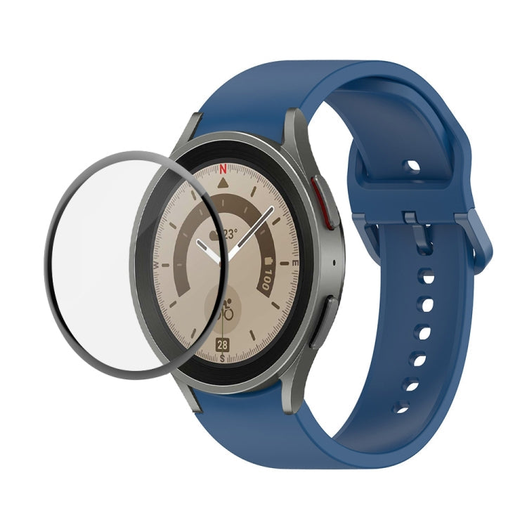 JUNSUNMAY Silicone Adjustable Strap + Full Coverage PMMA Screen Protector Kit, For Samsung Galaxy Watch5 Pro 45mm