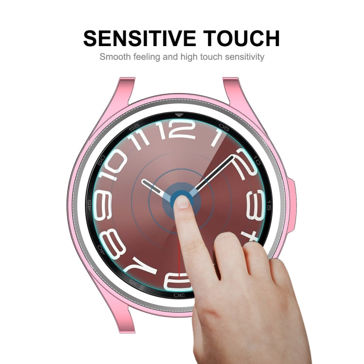 For Samsung Galaxy Watch6 Classic 43mm ENKAY Hat-Prince Electroplated Soft TPU Case + 0.2mm 9H Glass Screen Protector(Dark Blue)