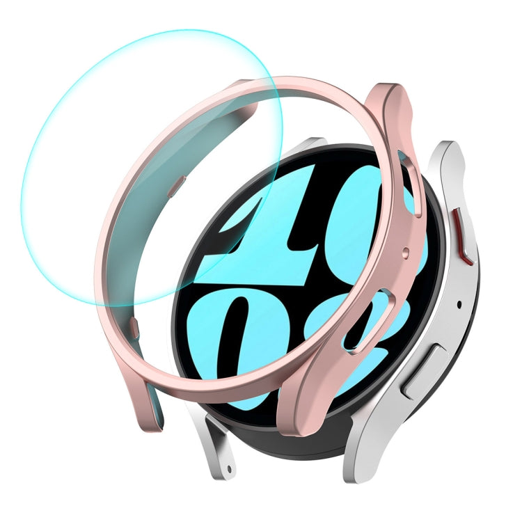 For Samsung Galaxy Watch6 44mm ENKAY Hat-Prince Electroplated Hard PC Case + 0.2mm 9H Glass Screen Protector(Rose Gold)