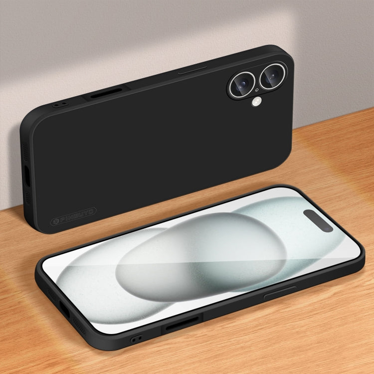 For iPhone 16 PINWUYO Sense Series Liquid Silicone TPU Phone Case(Black)