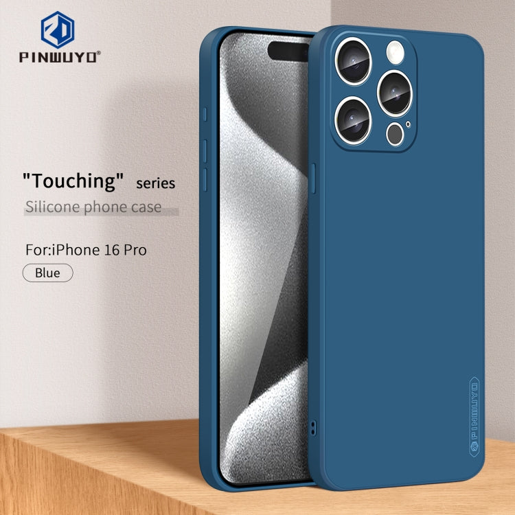 For iPhone 16 Pro PINWUYO Sense Series Liquid Silicone TPU Phone Case(Blue)