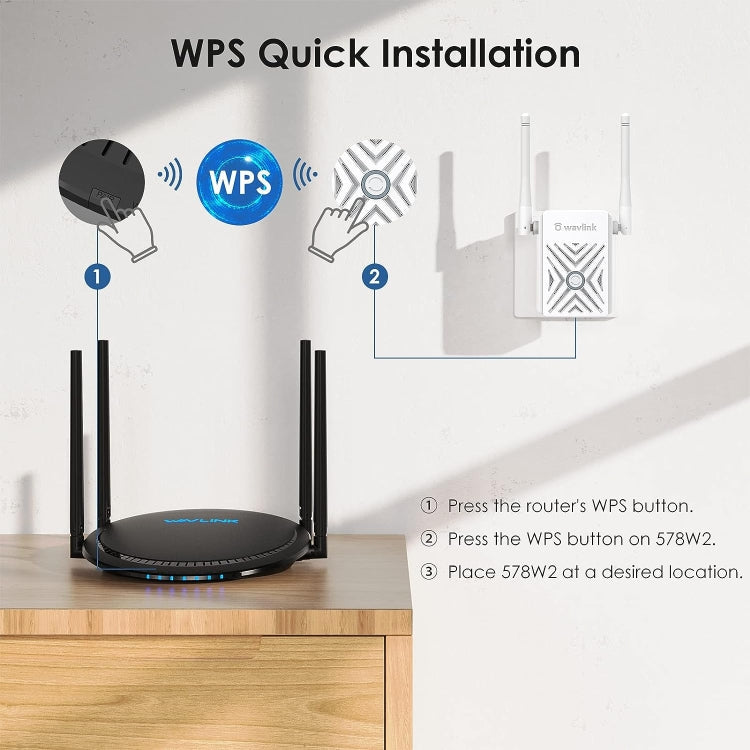 WAVLINK WN578W2 For Home Office N300 WiFi Wireless AP Repeater Signal Booster, Plug:US Plug