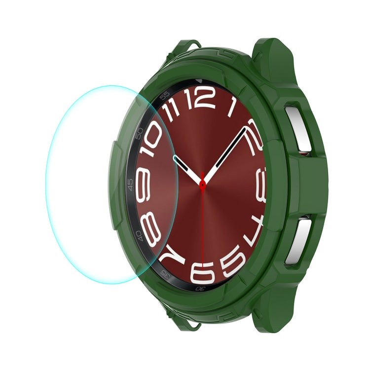 For Samsung Galaxy Watch6 Classic 47mm ENKAY Hat-Prince 2 in 1 TPU Armor Watch Case + 0.2mm 9H Tempered Glass Screen Protector(Dark Green)