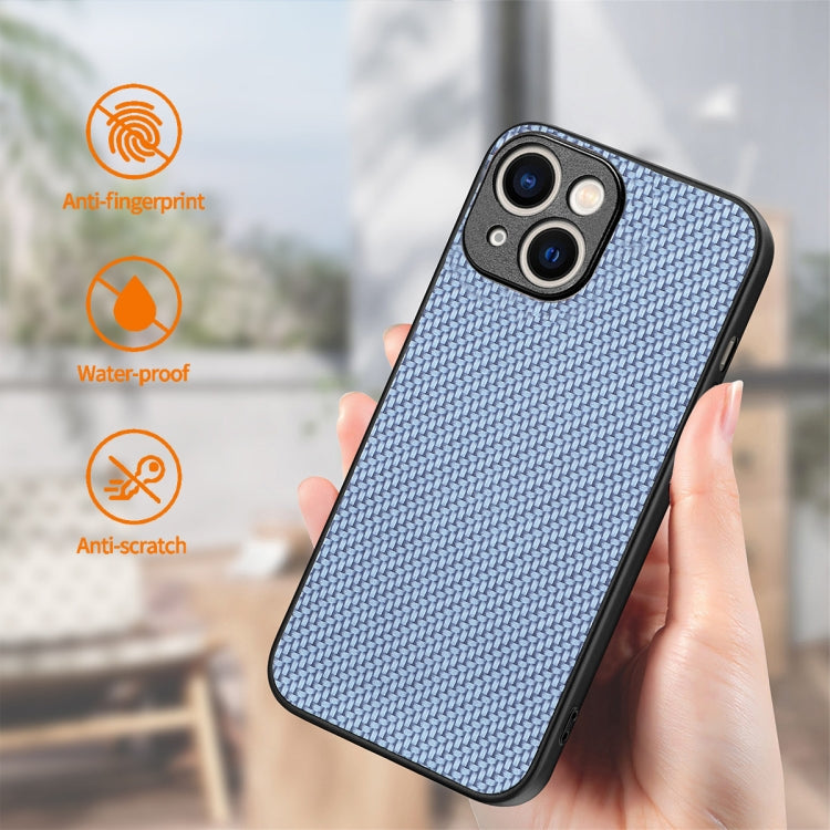 For iPhone 15 Plus ENKAY Fiber Leather Skin PC Phone Case with High Aluminum-silicon Glass Film(Black)