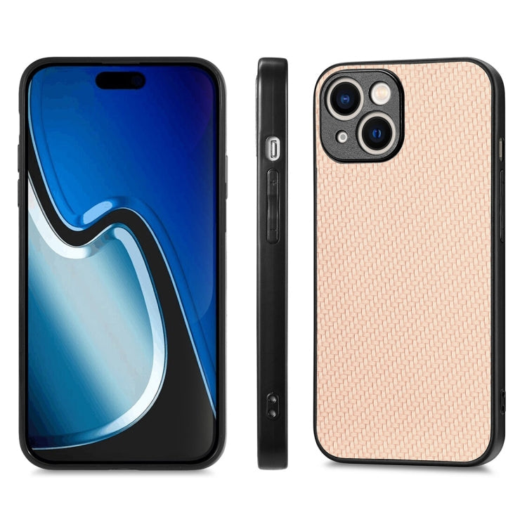 For iPhone 15 Plus ENKAY Fiber Leather Skin PC Phone Case with High Aluminum-silicon Glass Film(Khaki)
