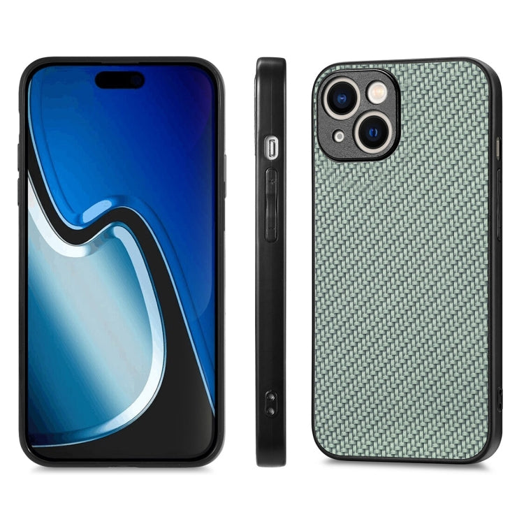 For iPhone 14 Plus ENKAY Fiber Leather Skin PC Phone Case with High Aluminum-silicon Glass Film(Green)