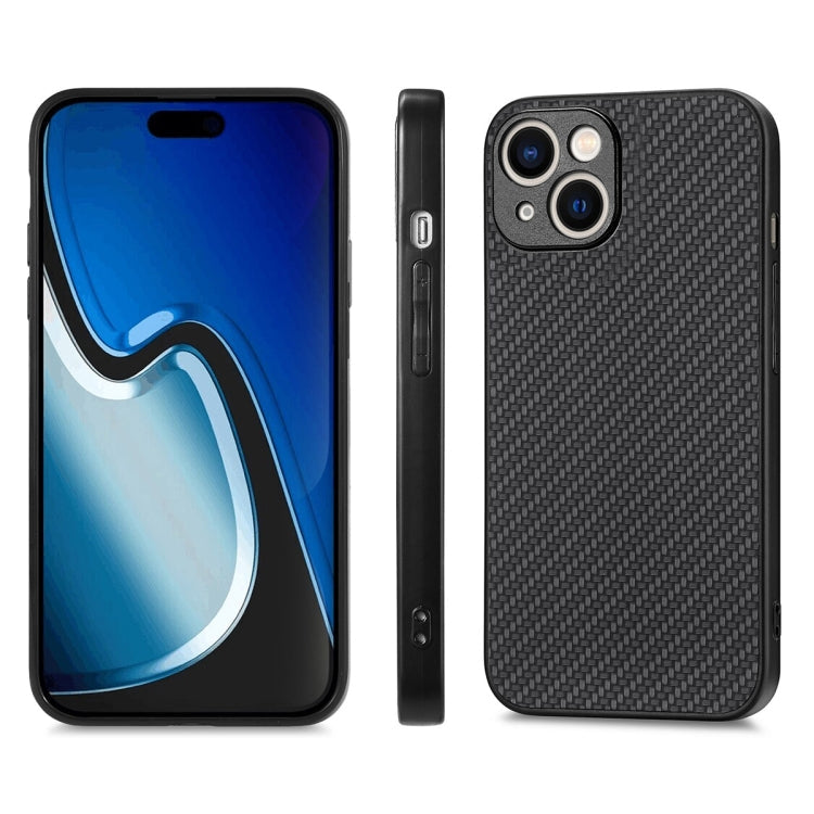 For iPhone 14 ENKAY Fiber Leather Skin PC Phone Case with High Aluminum-silicon Glass Film(Black)