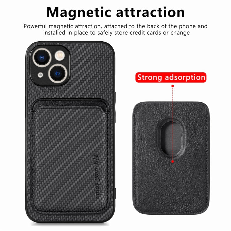 Carbon Fiber Leather Card Magsafe Phone Case, For iPhone 15