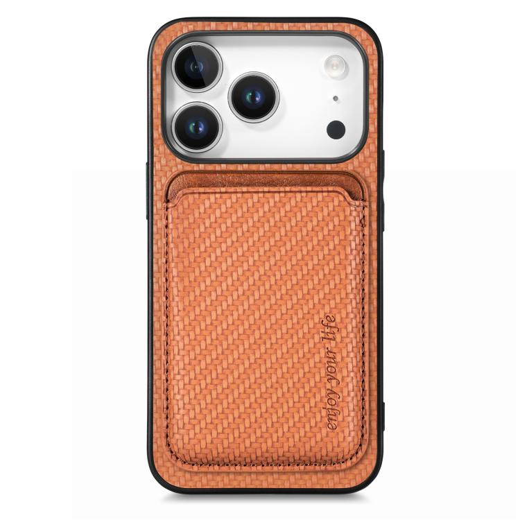 Carbon Fiber Leather Card Magsafe Phone Case, For iPhone 17e / 16e, For iPhone 17 Pro Max, For iPhone 17 Pro, For iPhone 17