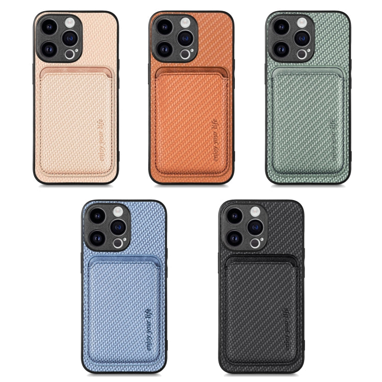 Carbon Fiber Leather Card Magsafe Phone Case, For iPhone 15