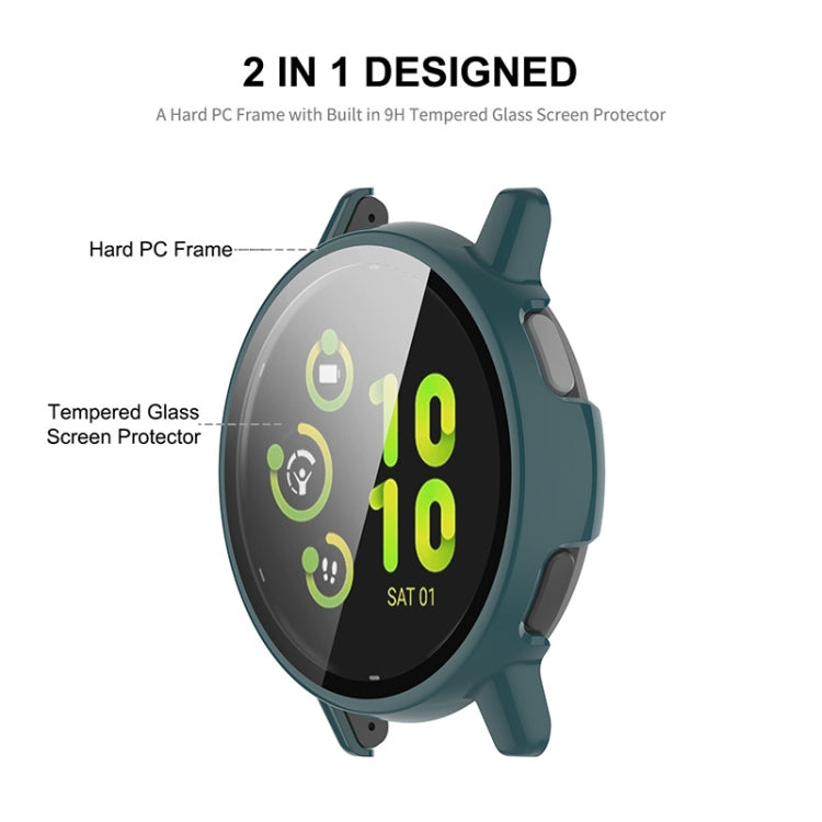 For Garmin Active 5 ENKAY Hat-Prince Full Coverage Tempered Glass Film Integrated PC Watch Cover(Dark Green)