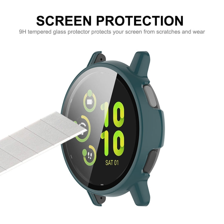 For Garmin Active 5 ENKAY Hat-Prince Full Coverage Tempered Glass Film Integrated PC Watch Cover(Dark Green)