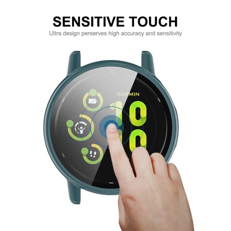 For Garmin Active 5 ENKAY Hat-Prince Full Coverage Tempered Glass Film Integrated PC Watch Cover(Dark Green)