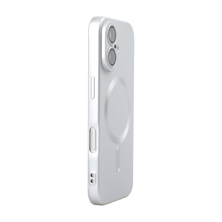 For iPhone 16 ENKAY MagSafe Matte TPU Phone Case with Lens Film(Silver)