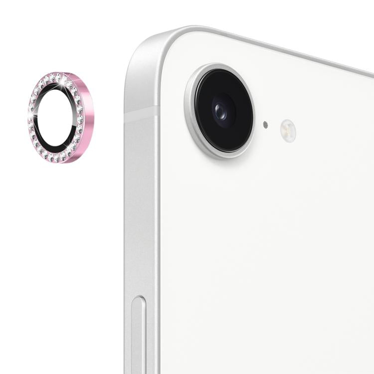 For iPhone 17e / 16e ENKAY AR Anti-reflection Individual Diamond Ring Camera Lens Glass Full Film(Pink)