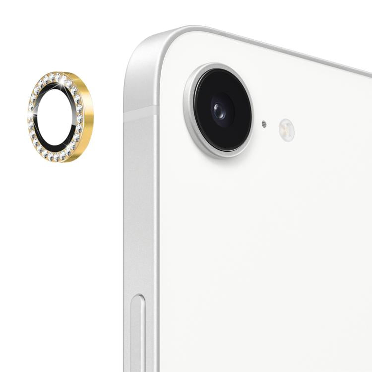 For iPhone 17e / 16e ENKAY AR Anti-reflection Individual Diamond Ring Camera Lens Glass Full Film(Golden)