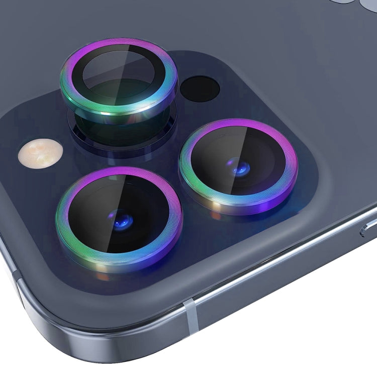 For iPhone 15 Pro / 15 Pro Max NORTHJO Camera Lens Protector Tempered Glass CD Vein Metal Ring Film(Colorful)